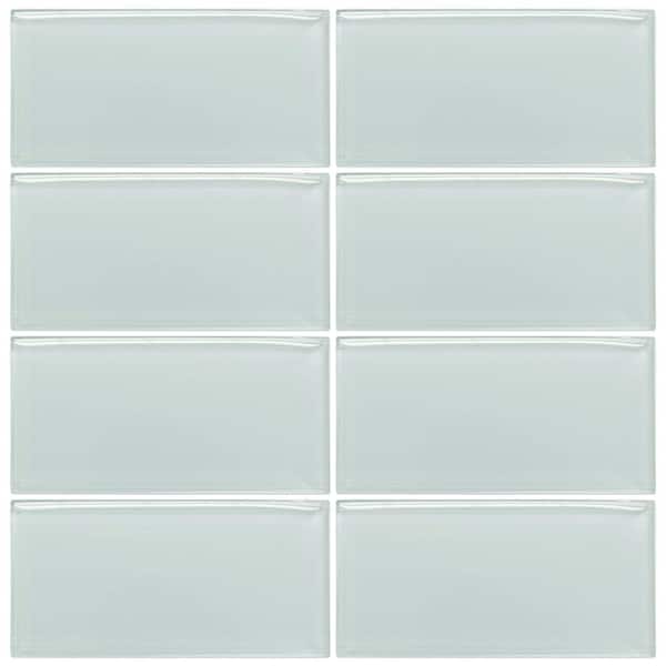 Jeffrey Court Morning Mist Blue 3 in. x 6 in. Glossy Glass Wall Tile (1 sq. ft./ pack) Jeffrey Court Morning Mist Blue 3 in. x 6 in. Glossy Glass Wall Tile (1 sq. ft./ pack)