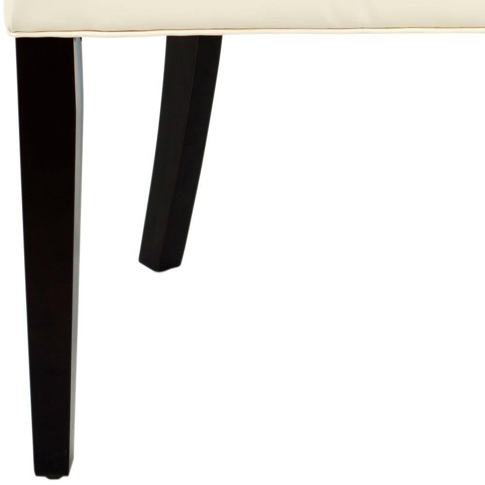 Modern Flat Cream Leather Parsons Side Chair with Espresso Wood Legs
