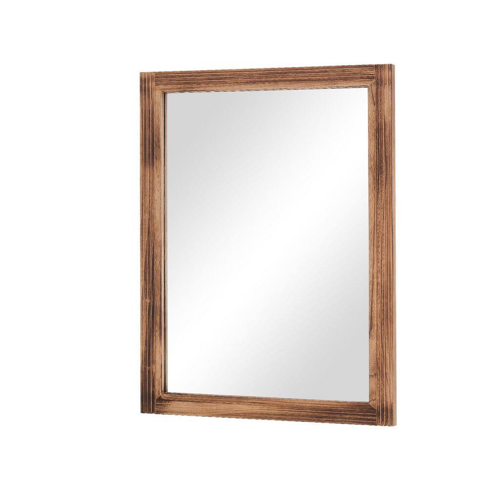 Antique Brown 30 in. W x 40 in. H Rectangle Wood Framed Vanity Door Mounted Mirror