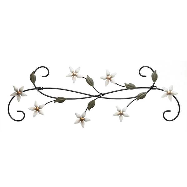 HABITAT DECOR Ketelyn 11 in. x 30 in. White Iron Metal Work Wall Art