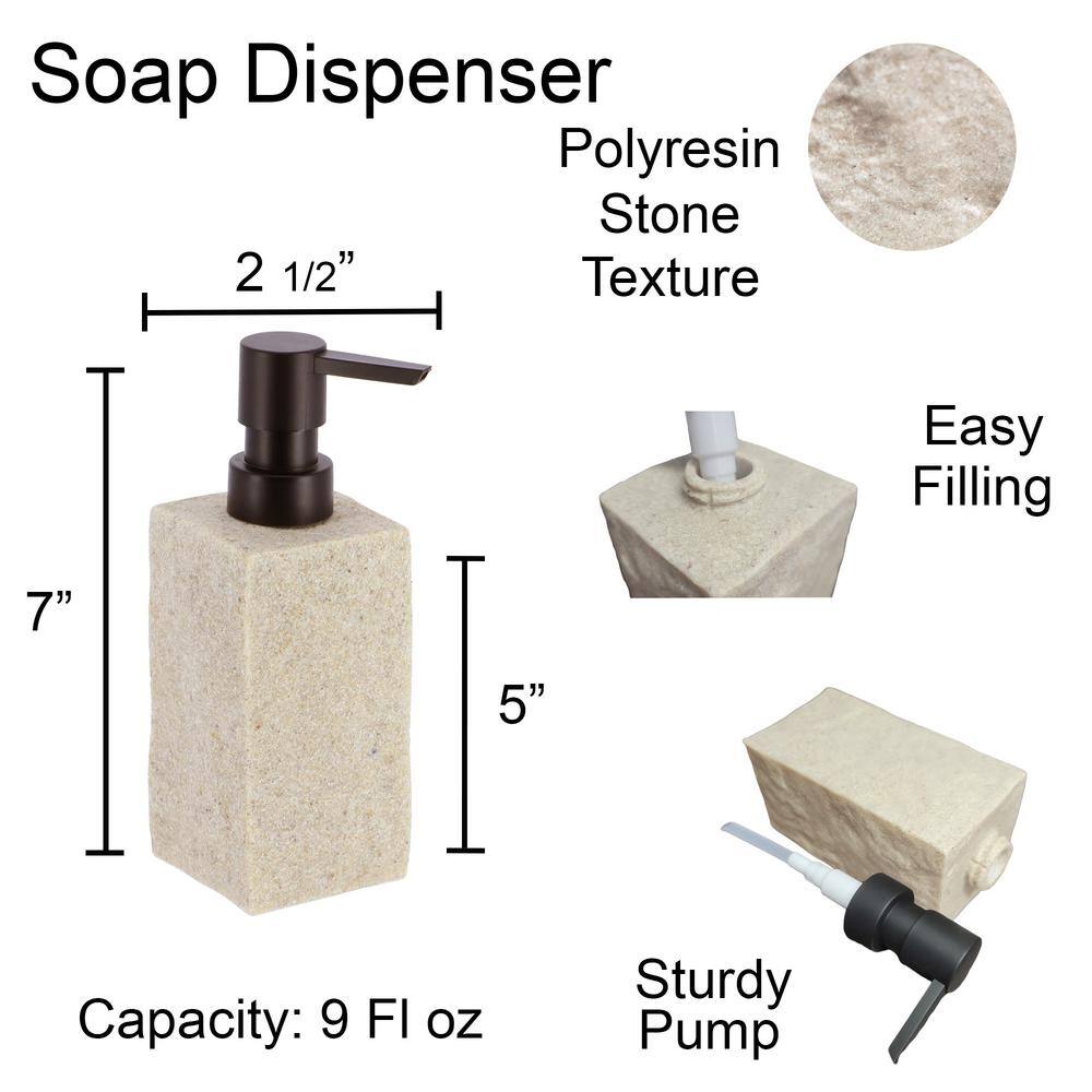 Natural Beige Resin Stone Effect Hand Soap and Lotion Dispenser