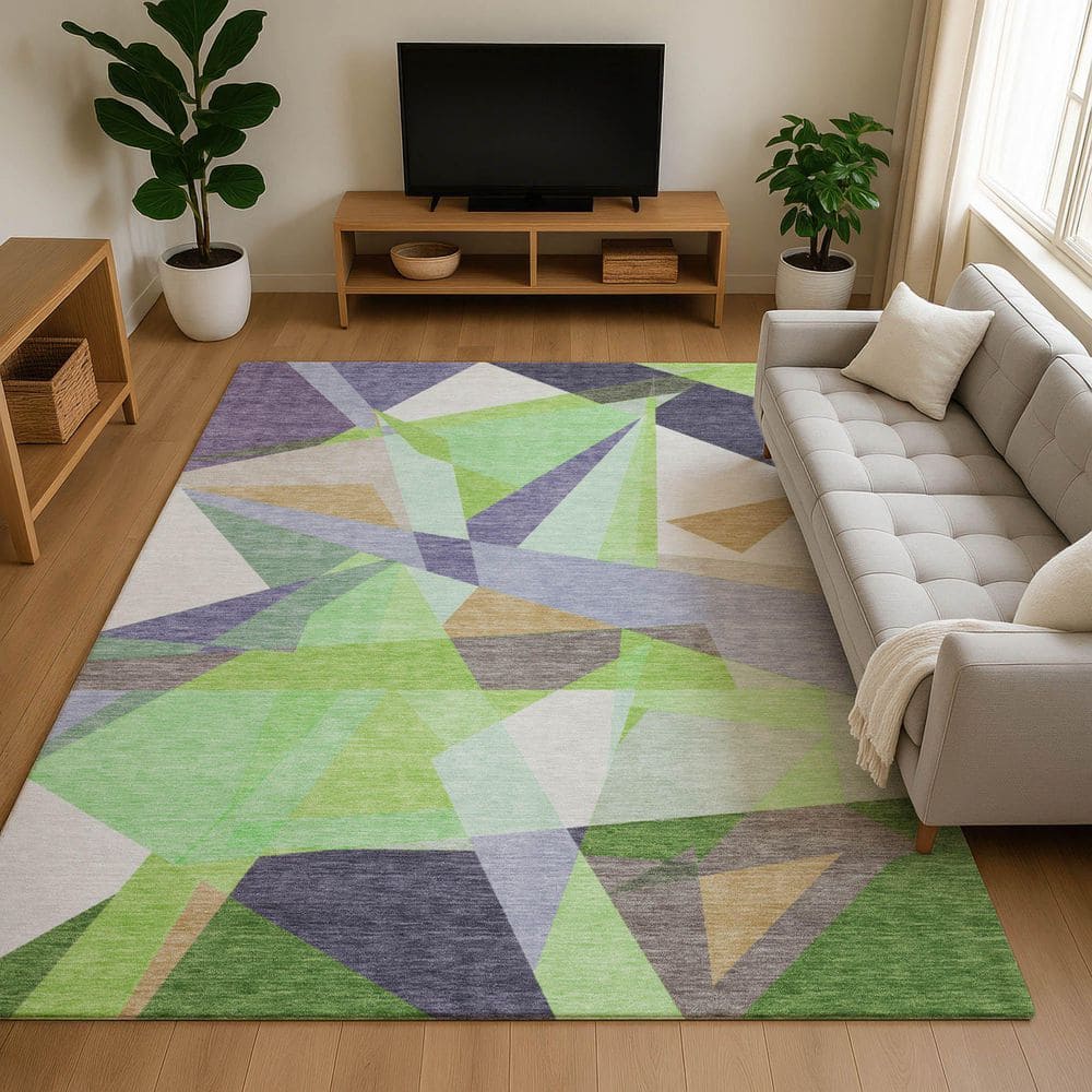 Mayfield Premium Machine Washable Abstract AMF1666 Lavender 9 ft. x 12 ft. Area Rug price history on PriceWatchPro