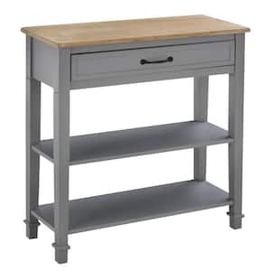 29.75 in. Grey 31.75 in. H Wooden Retangular Console Table with Drawer and 2-Shelves