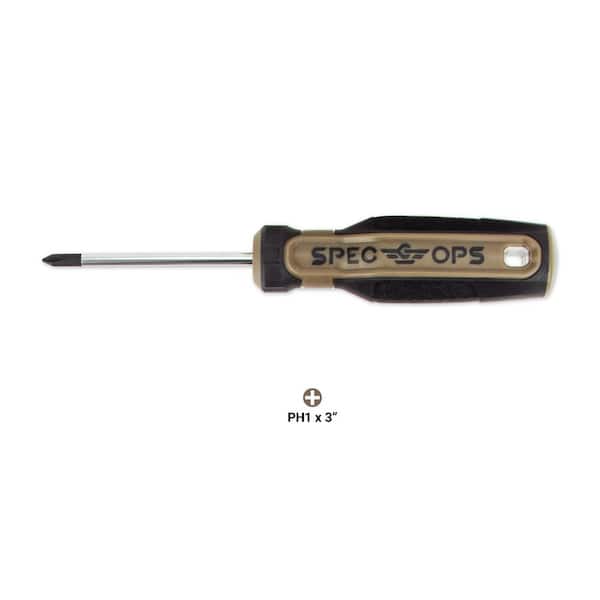 SPEC OPS #1 x 4 in. Phillips Screwdriver, Magnetic Tip, Cr-Mo Steel Shaft