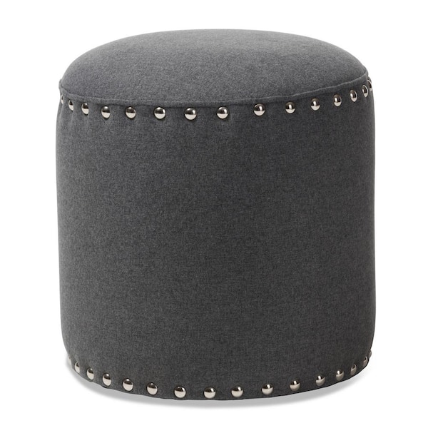 Rosine Dark Gray Nailhead Trim Ottoman