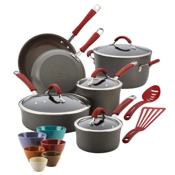 Cucina 18-Piece Hard Anodized Nonstick Cookwaree Set in Grey