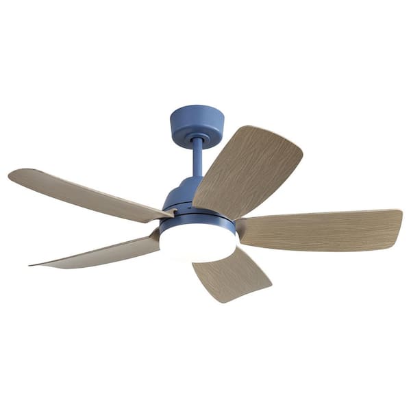 Jushua 42 in Indoor/Outdoor Dark Blue Ceiling Fans with LED Light 22W and Remote Control 5 ABS Fan Blades