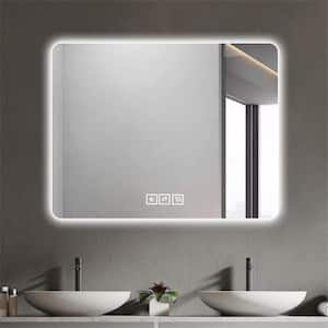 36 in. W x 28 in. H Rectangle Frameless Wall Bathroom Vanity Mirror Anti-Fog Dimmable Smart Makeup Lighted LED Mirror