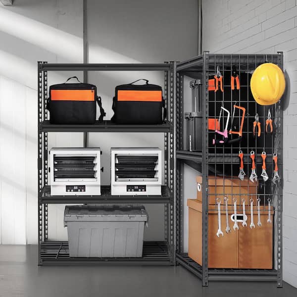 Storage Shelves, 4-Tier Garage Shelving, 2400 lbs., 20 in. D x 40 in. W x 60 in. H Adjustable Steel Shelves, Black