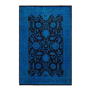Blue 4 ft. 2 in. x 6 ft. 4 in. Fine Vibrance One-of-a-Kind Hand-Knotted Area Rug