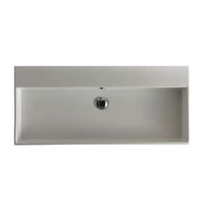 Unlimited 100 Wall Mount / Vessel Bathroom Sink in Ceramic White without Faucet Hole