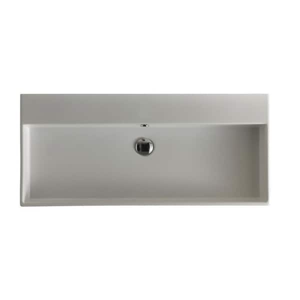 WS Bath Collections Unlimited 100 Wall Mount / Vessel Bathroom Sink in Ceramic White without Faucet Hole