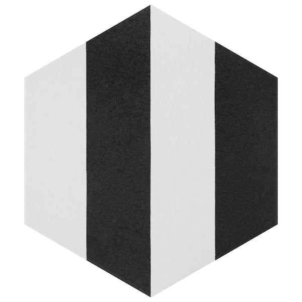 Merola Tile Porto Capri Hex Black 8-5/8 in. x 9-7/8 in. Porcelain Floor and Wall Tile (11.5 sq. ft./Case)