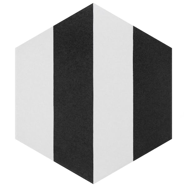 Merola Tile Porto Capri Hex Black 8-5/9 in. x 9-7/8 in. Porcelain Floor and Wall Take Home Tile Sample