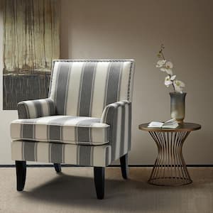Herrera Contemporary Grey Nailhead Trim Armchair with Tapered Block Wooden ft.