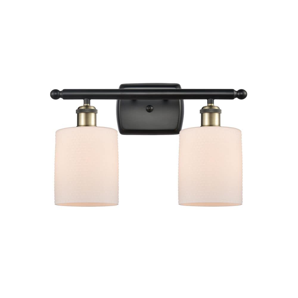 Cobbleskill 16 in. 2-Light Black Antique Brass Vanity Light with Glass Shade price history on PriceWatchPro