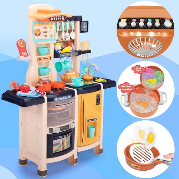 Kids Play Kitchen Toddler Kitchen Play Set Pretend Play Cook Toys with Lights and Sounds
