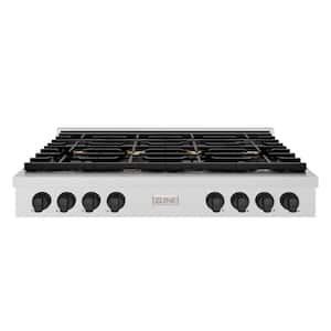 Autograph Edition Paramount 48 in. 8-Burner Porcelain Cooktop in Fingerprint Resistant Steel with Matte Black Accents