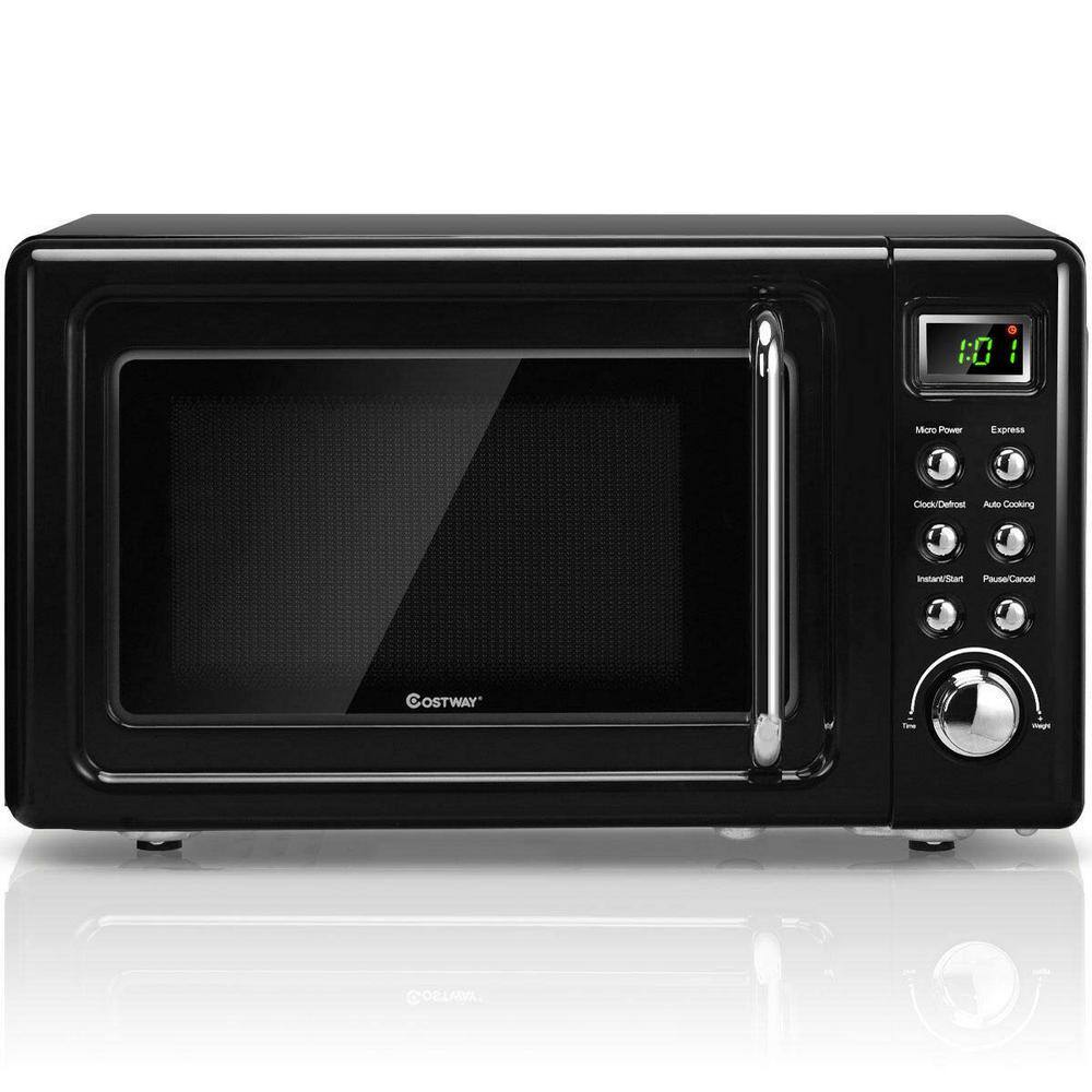 Costway Retro 0.7 cu. ft. Countertop Microwave in Black with Timer