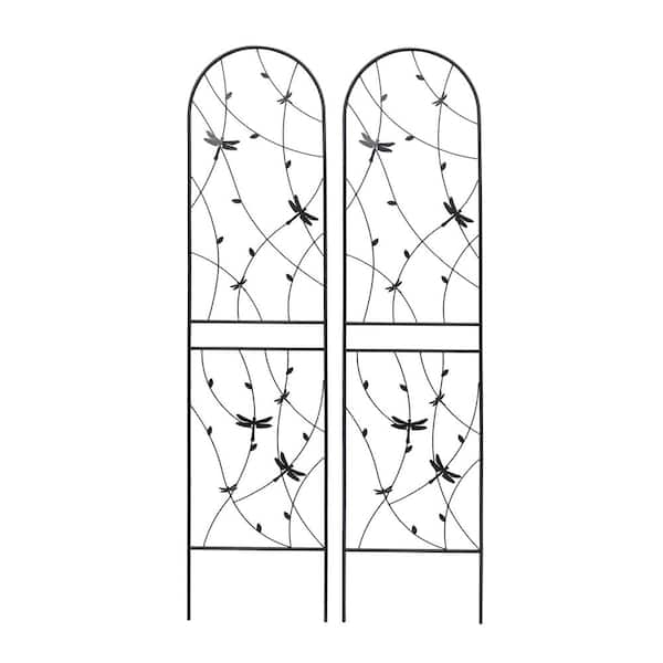 2 Pack 86.7 in. x 19.7 in. Black Metal Garden Trellis, Rustproof Trellis for Climbing Plants Outdoor Flower Support