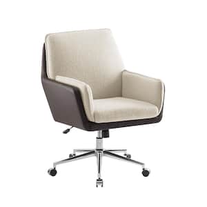 Basin Brown and Natural Sherpa Fabric Swivel Office Chair