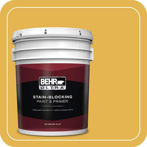 BEHR ULTRA 5 gal. #360D-6 Yellow Gold Flat Exterior Paint & Primer