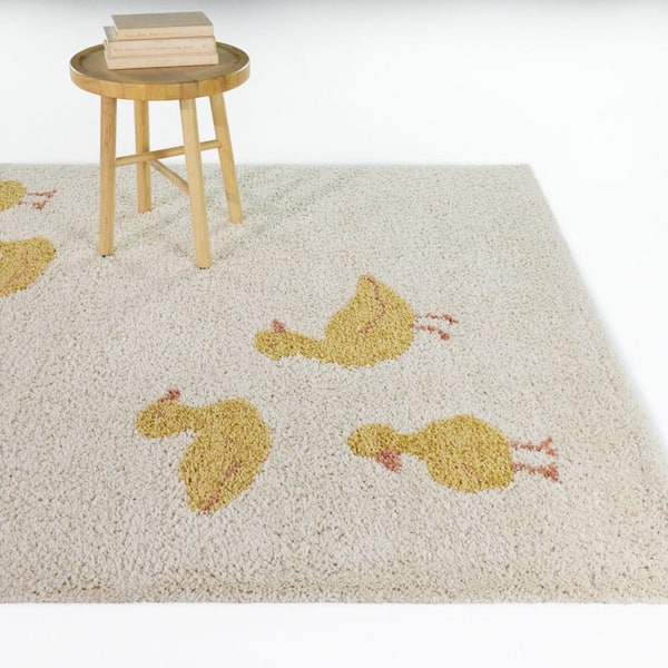 Ferenc Yellow 4 ft. x 6 ft. Youth Ducks Area Rug