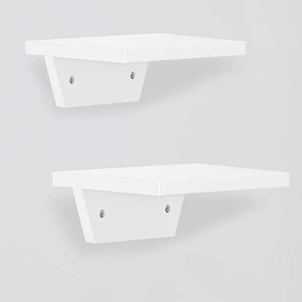 7.87 in. W x 5.91 in. D White Wood Floating Shelves Decorative Wall Shelf (Set of 2)