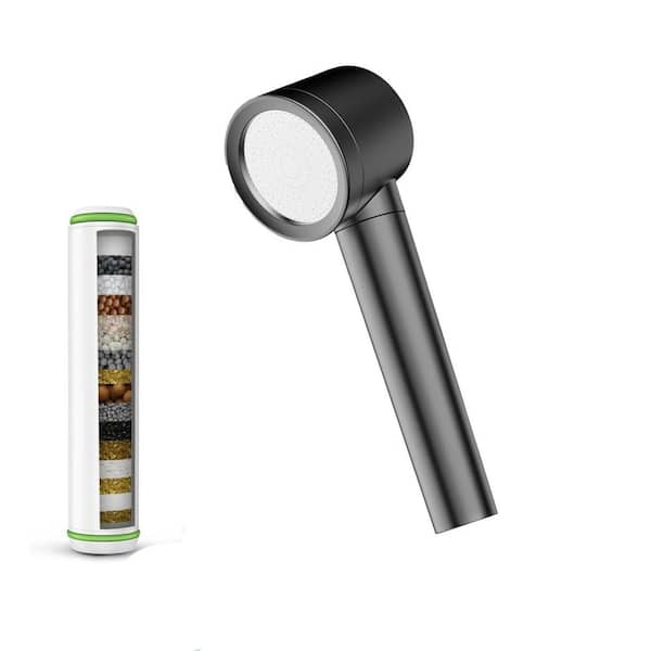 Lukvuzo 3-Spray Wall Mount Handheld Shower Head 1.8 GPM with 18-Layers Filter and 5 ft. Stainless Steel Hose in Gray