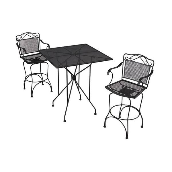 Unbranded Black Wrought Iron 3-Piece Patio Bar Set-DISCONTINUED