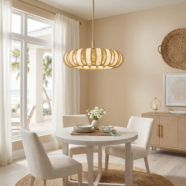 Quoizel Knight 22 in. Round Brushed Soft Gold Semi-Flush Mount