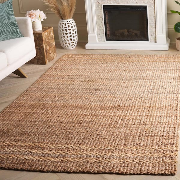 Natural Fiber Beige 6 ft. x 9 ft. Woven Border Area Rug