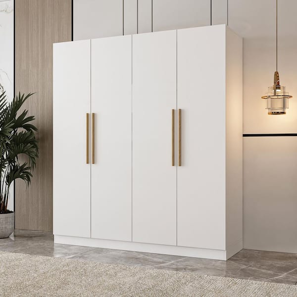 FUFU&GAGA White 4-Door Big Wardrobe Armoires (70.9 in. H x 63 in