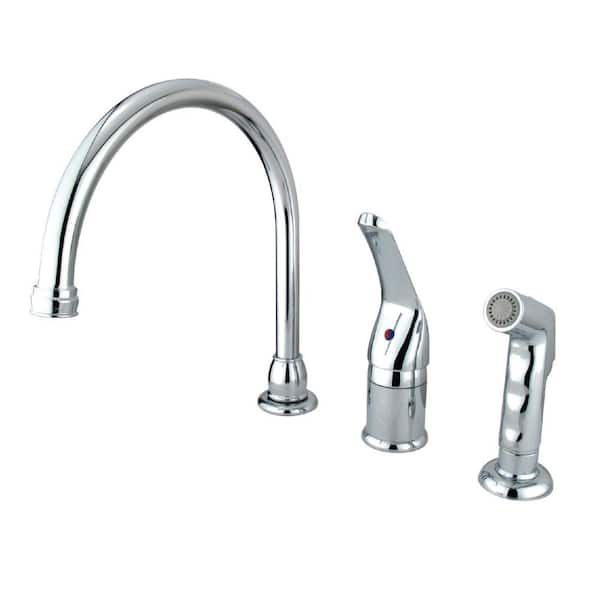 Kingston Brass Chatham Single-Handle Deck Mount Widespread Kitchen Faucets with Side Sprayer in Polished Chrome
