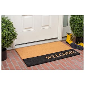 Welcome Black Stripe Doormat, 24" x 48"