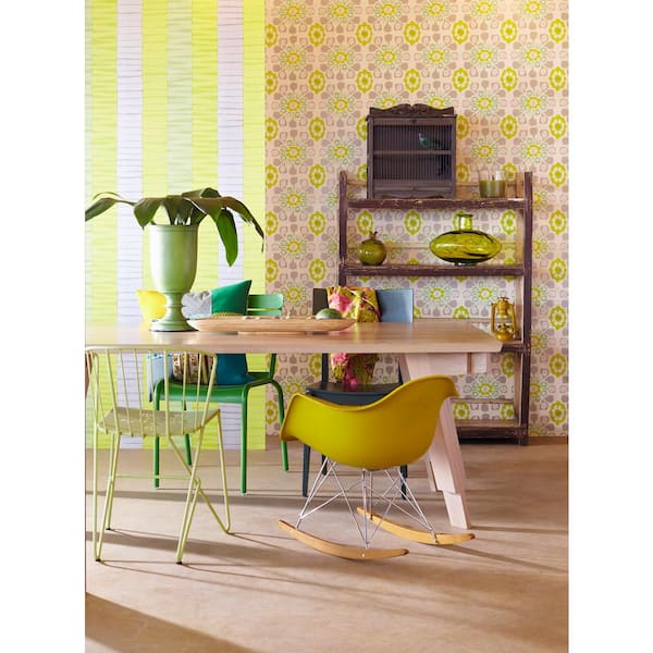 Valencia Green Ikat Floral Wallpaper