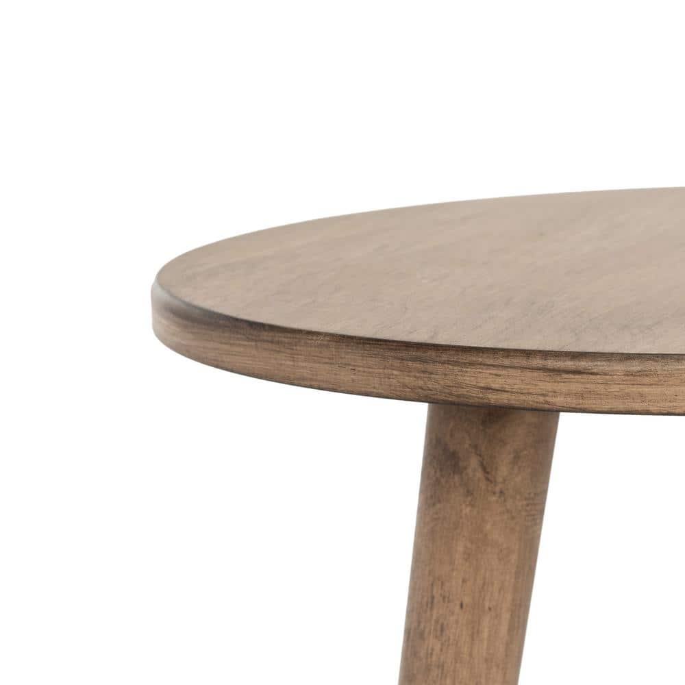 Hygge-Inspired Desert Brown Round Pine Accent Table
