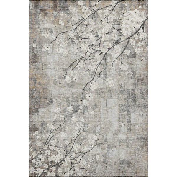 Mayfield Premium Machine Washable Abstract AMF2248 Beige 3 ft. x 4 ft. Area Rug