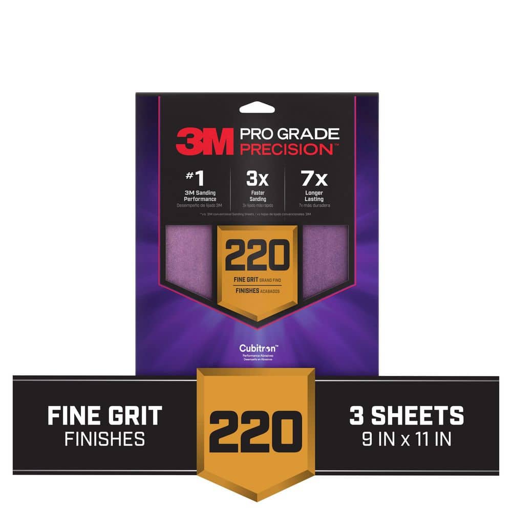 Pro Grade Precision 9 in. x 11 in. 220 Grit Faster Sanding Sheet With No-Sl