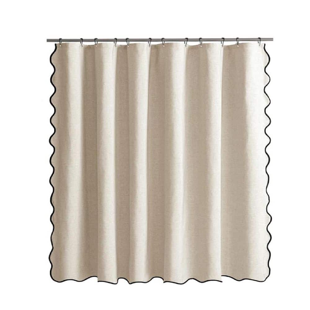 72 in. W x 72 in. L Faux Linen Shower Curtain in Beige with 12 Metal Hooks, Washable and Waterproof Thick Cloth price history on PriceWatchPro