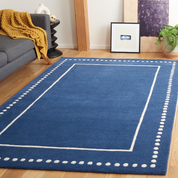 Bella Navy Blue/Ivory 6 ft. x 9 ft. Border Area Rug