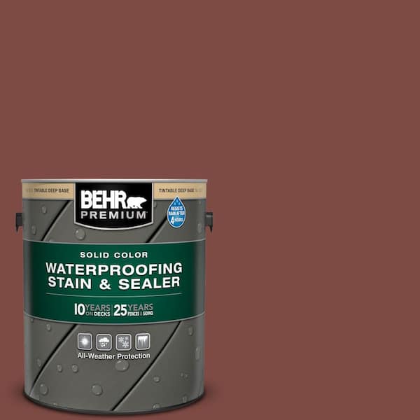 BEHR PREMIUM 1 gal. #PFC-02 Brick Red Solid Color Waterproofing Exterior Wood Stain and Sealer