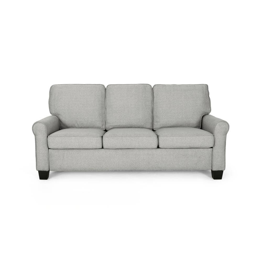 Doart 81 Modern Dark Gray Upholstered Armless 3-Seater Sofa Cotton Linen  with Pillows