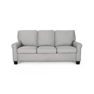 76 in. Round Arm 3-Seater Sofa in Gray/Dark Brown