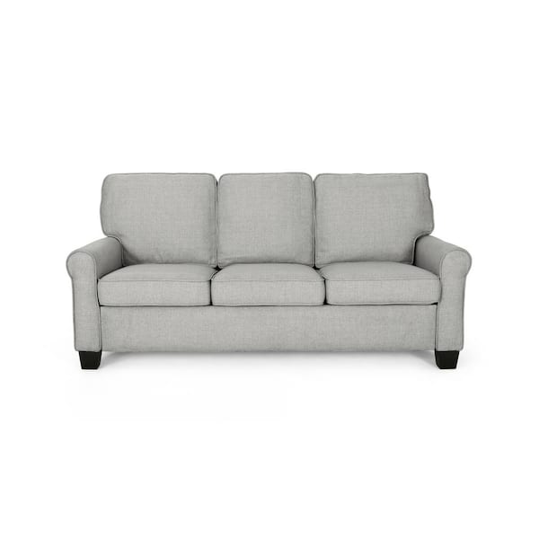 Noble House 76 in. Round Arm 3-Seater Sofa in Gray/Dark Brown