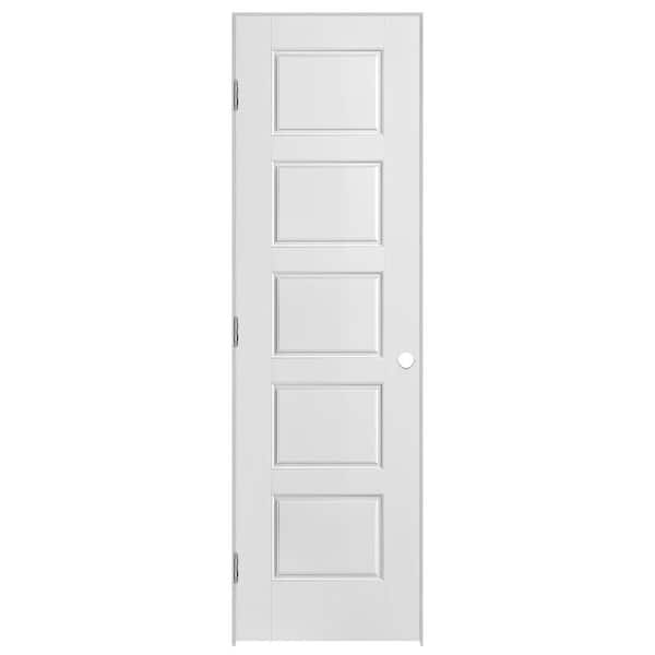 Masonite 24 in. x 80 in. 5 Panel Riverside Right-Handed Hollow-Core Smooth Primed Composite Single Prehung Interior Door