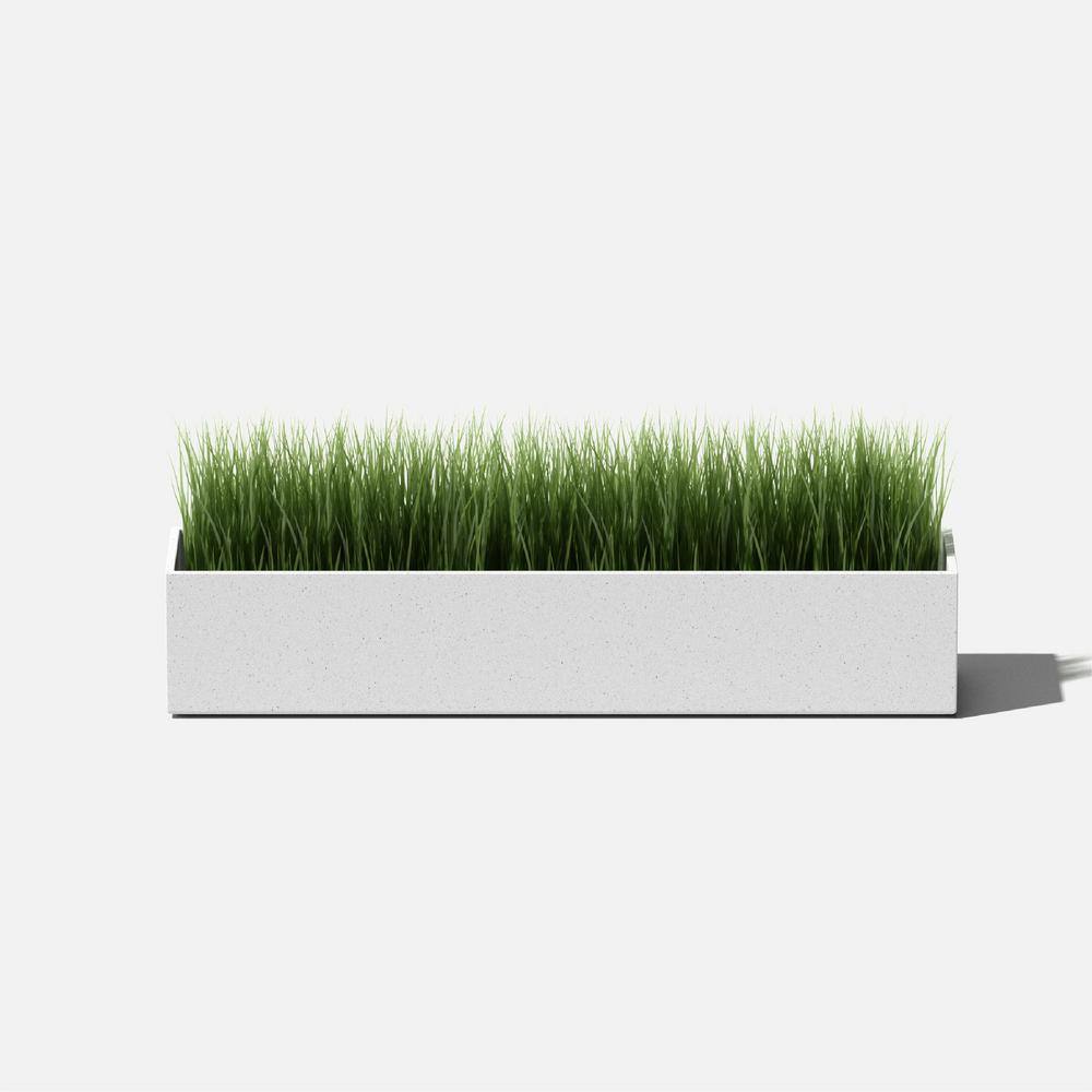 White Plastic-Stone Composite Short Planter Box
