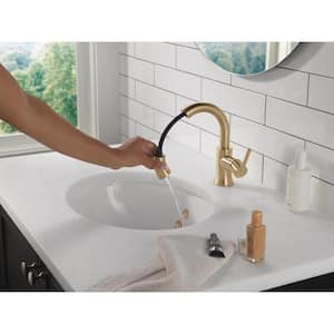 Trinsic Single Handle High Arc Single Hole Bathroom Faucet with Pull-Down Spout in Champagne Bronze