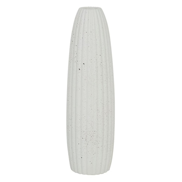 Litton Lane 18 in. White Speckled Ceramic Decorative Vase