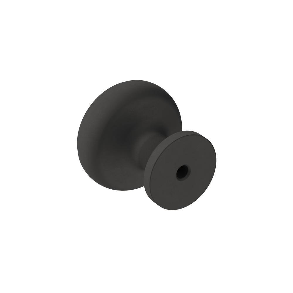 Matte Black Round Steel Cabinet Knob with Mounting Hardware